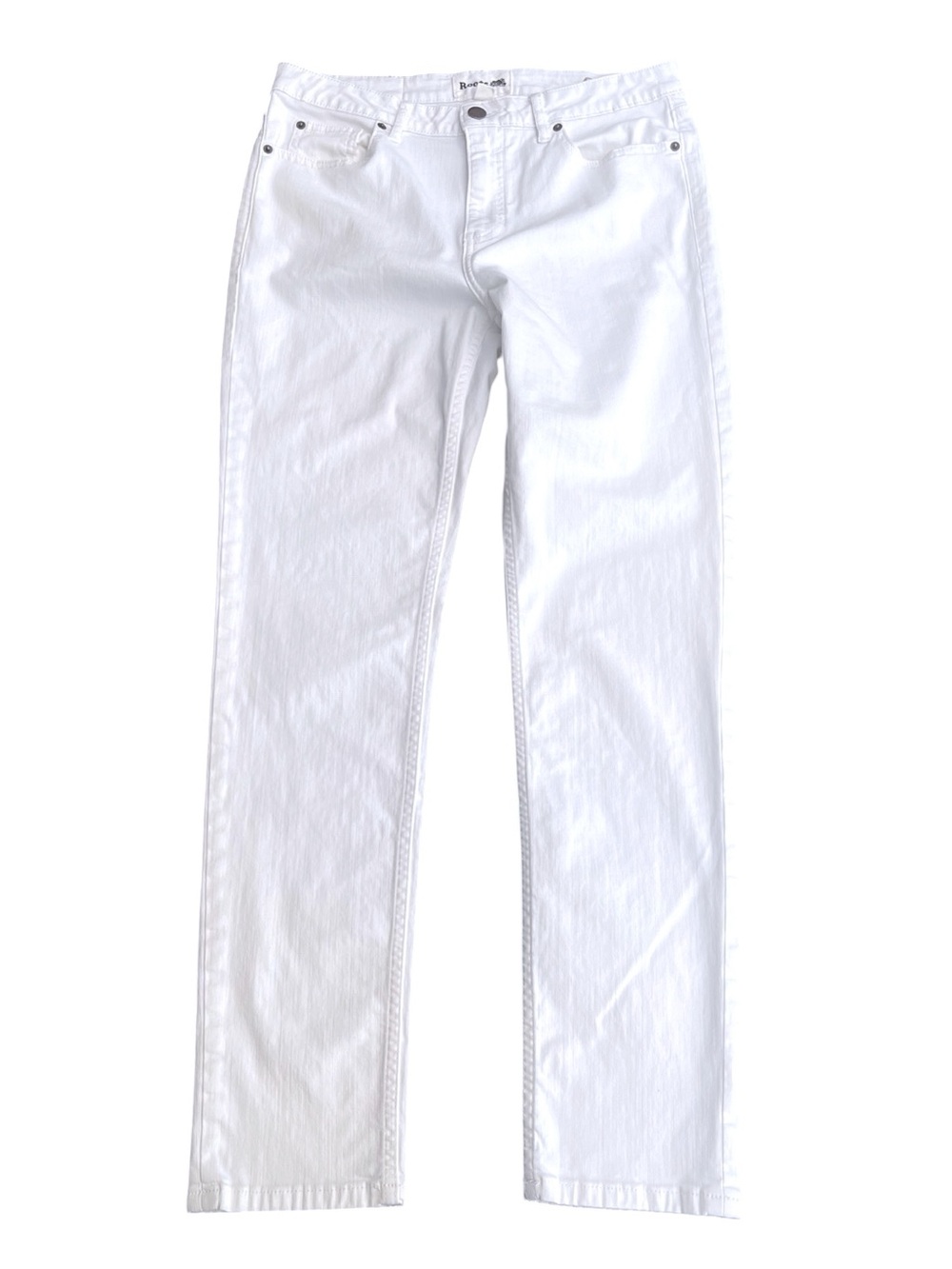 Roots White Mid Rise Slim Straight Jeans (31x30)
